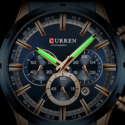 CURREN Men’s Watch – Luxury sports chronograph, quartz movement, all-steel, water-resistant