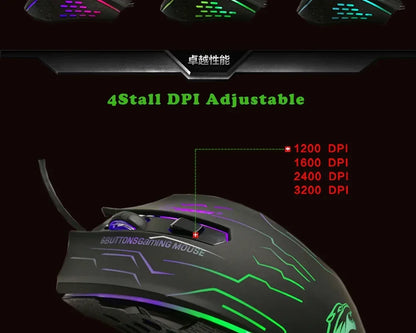 New 2026 Silent Click USB Wired Gaming Mouse 6 Buttons RGB Lighting Mute Optical Computer Mouse Mice for PC Laptop Notebook Game