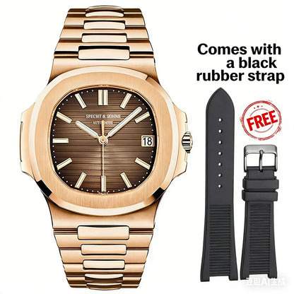 2026 New Specht & Söhne 40MM Rose Gold Men's Watch Japan Miyota 8215 Automatic Mechanical Steel Sapphire Crystal 50M Waterproof