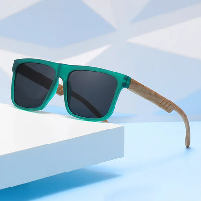 New Fashion Square Sunglasses Wood Grain Spring Hinge UV400 Unisex for Driving Hiking Travel 2026