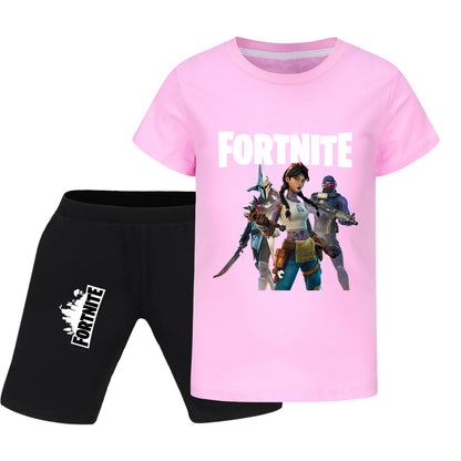 Fortnite Summer Kids Cartoon T-shirts Shorts Two-piece Set Baby Boys Tracksuit Girls Outfits505