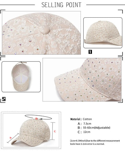 CNTANG vasarinės moteriškos beisbolo kepurės su dirbtiniais deimantais, gėlių siuvinėjimais, moteriškos „snapback“ stiliaus mados dizainerių saulės kepurės, hip-hopo stiliaus Y2K kepurės