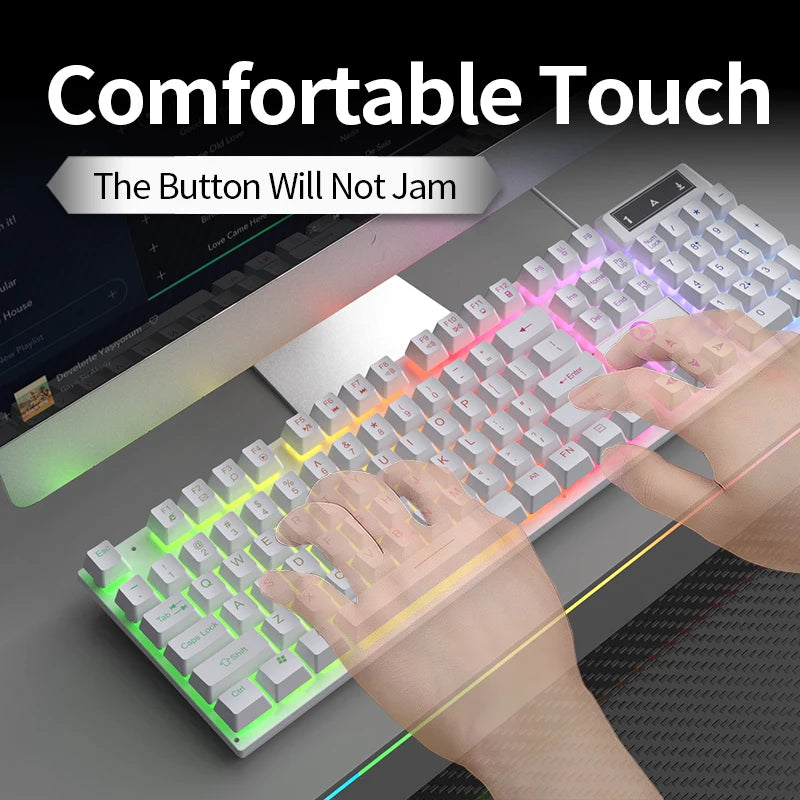 USB Wired Gaming Keyboard, 104 Keys Compatible with Windows Laptop/Computer/PC, Ergonomic Design, Office & Gaming Accessories