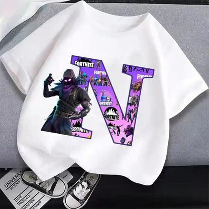 New Fortnites Kids T-shirts Cartoon Letter Graphic T-shirts Boys Girls Summer Casual Sports Short Sleeve Tops Children Clothing
