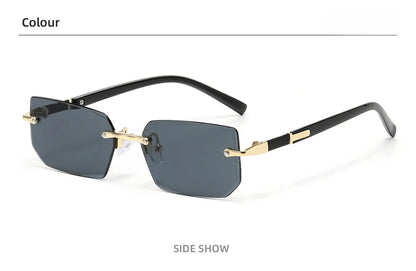 Vintage Rectangle Sunglasses Men New Rimless Fashion Beach Shades Women Trendy Luxury Brand Design Casual Anti-UV Sun Glasses
