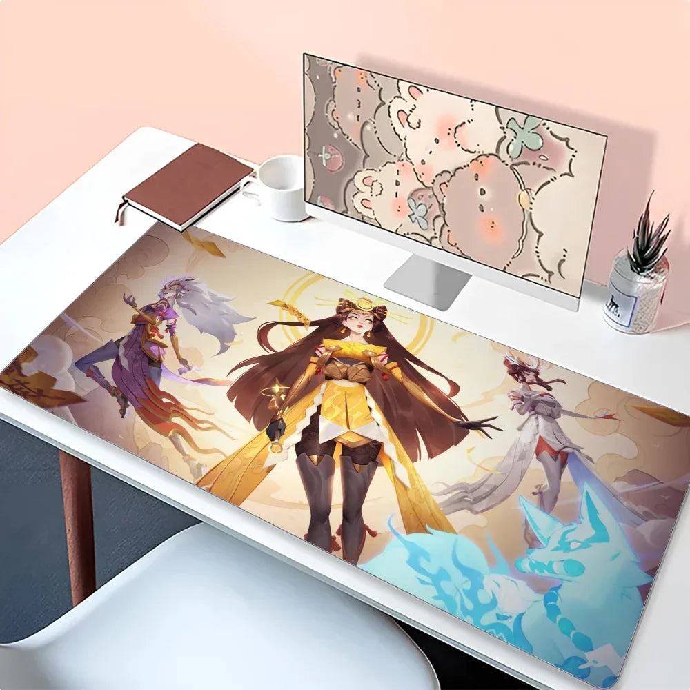 Podkładka pod mysz Amaterasu Kiriko Overwatch, mata na biurko z podkładką, akcesoria gamingowe Prime Gaming, XXL mata pod klawiaturę i podkładka ochronna