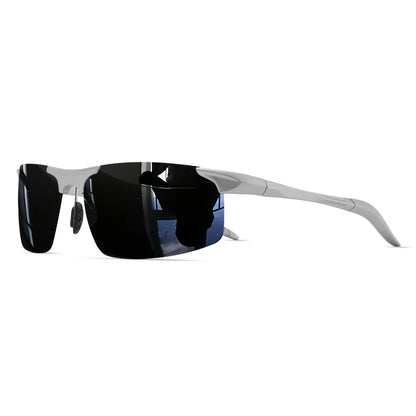 Classic Retro Semi-Rimless Square Polarized Sunglasses - Lightweight PC Frame & Spring Hinges, UV400 Unisex for Driving, Fishing