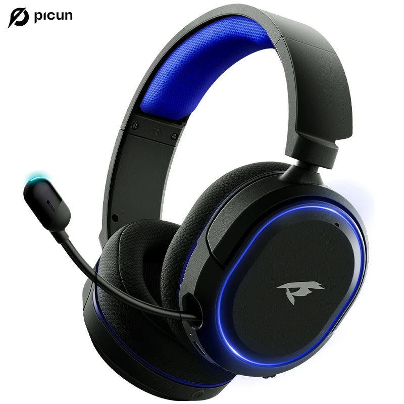 Auscultadores Gaming Sem Fios Picun G2 Bluetooth 5.3 – Som Surround 7.1, Microfone ENC, Bateria de 100H, Auscultadores de Baixa Latência para PC, PS5, PS4, Switch e Mobile