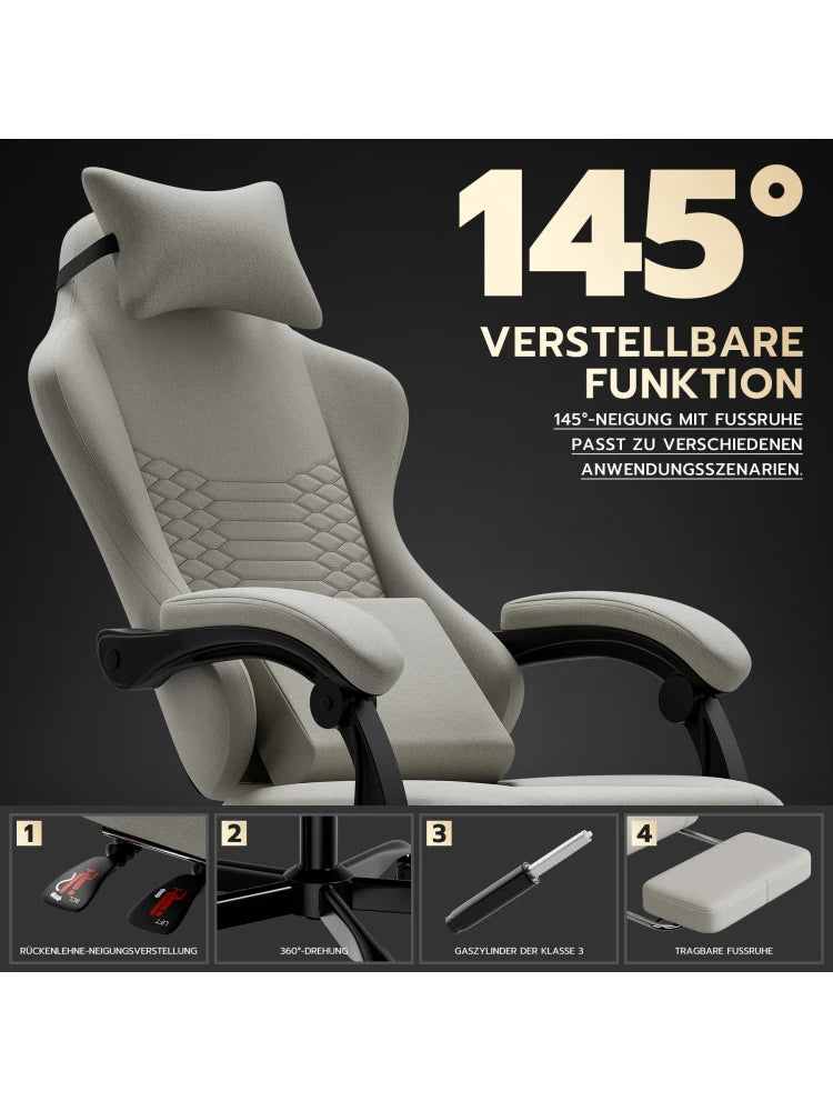 Gaming chairs, office chairs, desk chairs, and swivel chairs. Made with breathable fabric, equipped with 360° swivel casters and seats for easy movement, and featuring soft and comfortable cushions.