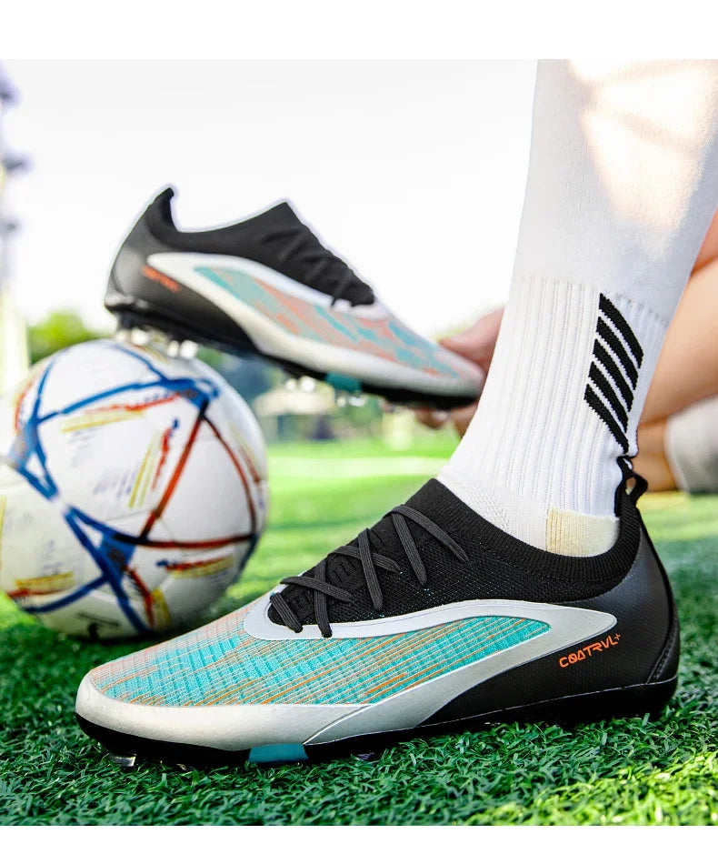 Nuove scarpe da calcio da uomo per esterno con tacchetti, traspiranti, antiscivolo, per adulti, scarpe sportive da calcio con tacchetti lunghi per allenamento, ragazzi e partite, confortevoli