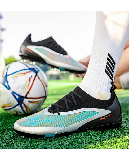 Nuove scarpe da calcio da uomo per esterno con tacchetti, traspiranti, antiscivolo, per adulti, scarpe sportive da calcio con tacchetti lunghi per allenamento, ragazzi e partite, confortevoli