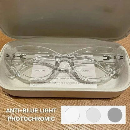 EYORA Vintage Cat Eye Reading Glasses Women Anti Blue Ray Myopia Eyewear Photochromic Progressive Prescription Optical Glasses
