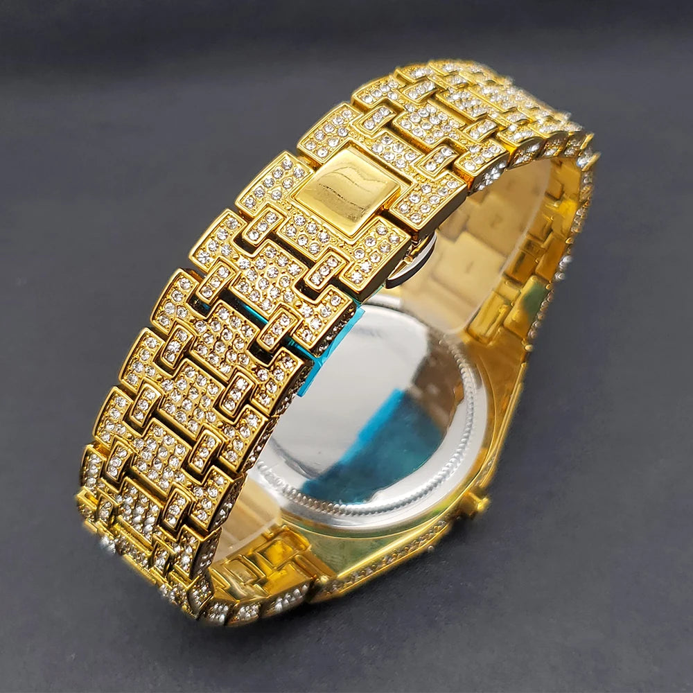 Droshipping Quartz Watches For Men Octagonal Case Luxury Diamond Men's Watch With Big Zircon Bezel Fashion Hip Hop Hand Clock