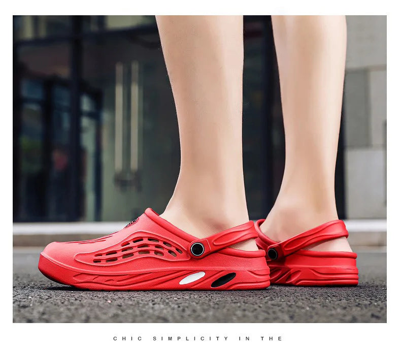 Sandales légères d'été pour hommes, chaussures décontractées, sabots troués, pantoufles plates de plage pour hommes, grande taille 49