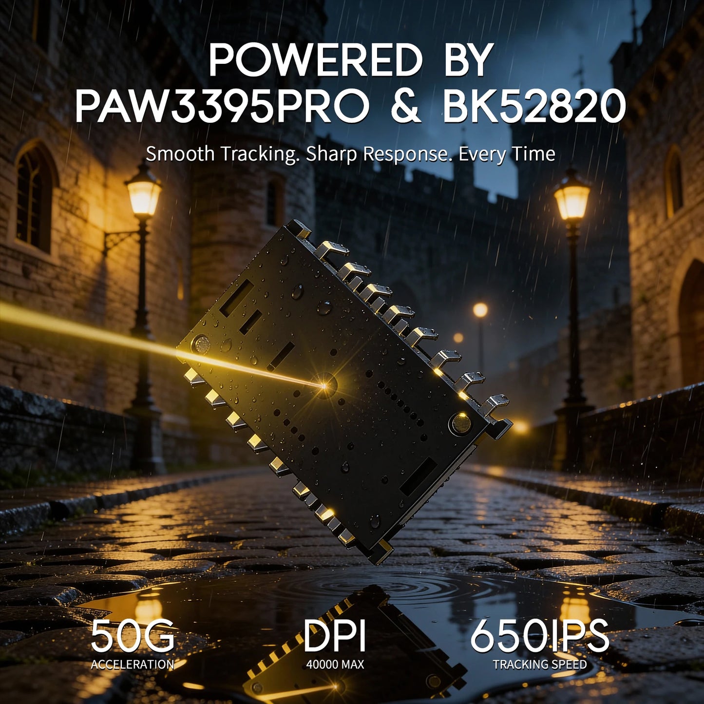 Bezdrátová herní myš MAMBASNAKE M2 Ultra-Lightweight, snímač PAW3395PRO 40000 DPI, 41g karbonové vlákno, tri-mode