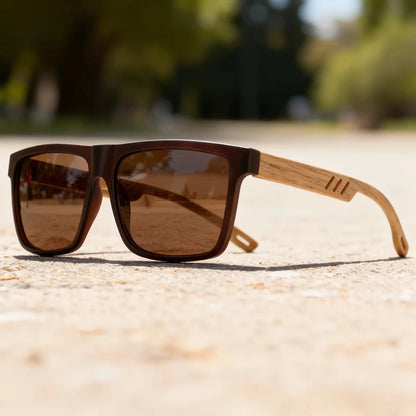 New Fashion Square Sunglasses Wood Grain Spring Hinge UV400 Unisex for Driving Hiking Travel 2026