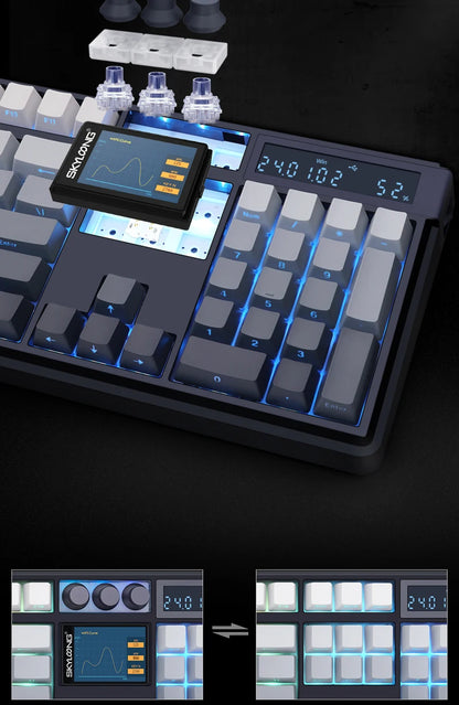 Teclado Mecânico Sem Fios SKYLOONG GK104 Pro 100% Personalizado com Switch Hot-Swap de Baixo Ruído para PC Gaming e Acessórios de Escritório