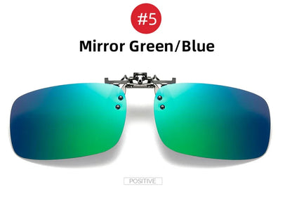 Classic Mirror Blue Flip Up Clip on Sunglasses Fishing Men Square Polarized Lens Metal Night Vision Driving UV400 Women Glasses