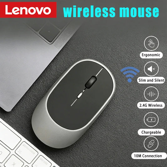 Lenovo Wireless Mouse USB Rechargeable Ergonomic Adjustable DPI Office Silent 2.4G Bluetooth Optical Electric Mice Game Office