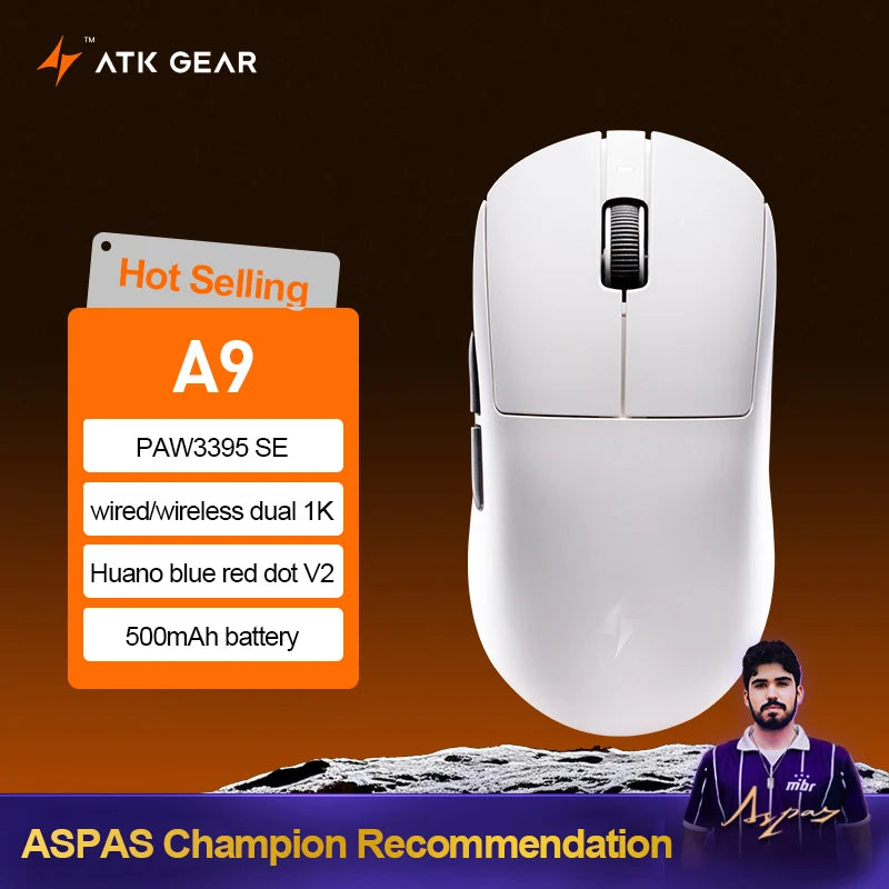 ATK Dragonfly A9 Ultra trådløs gamingmus PAW3950 ultralet tri-mode ergonomisk e-sports FPS-mus til gamere A9 SE Plus