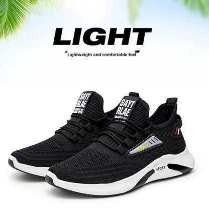 Hot Sale of the Season New Men's Running Shoes Breathable Lightweight Knitted Lace-Up Sports Sneakers Fashionable Korean Style