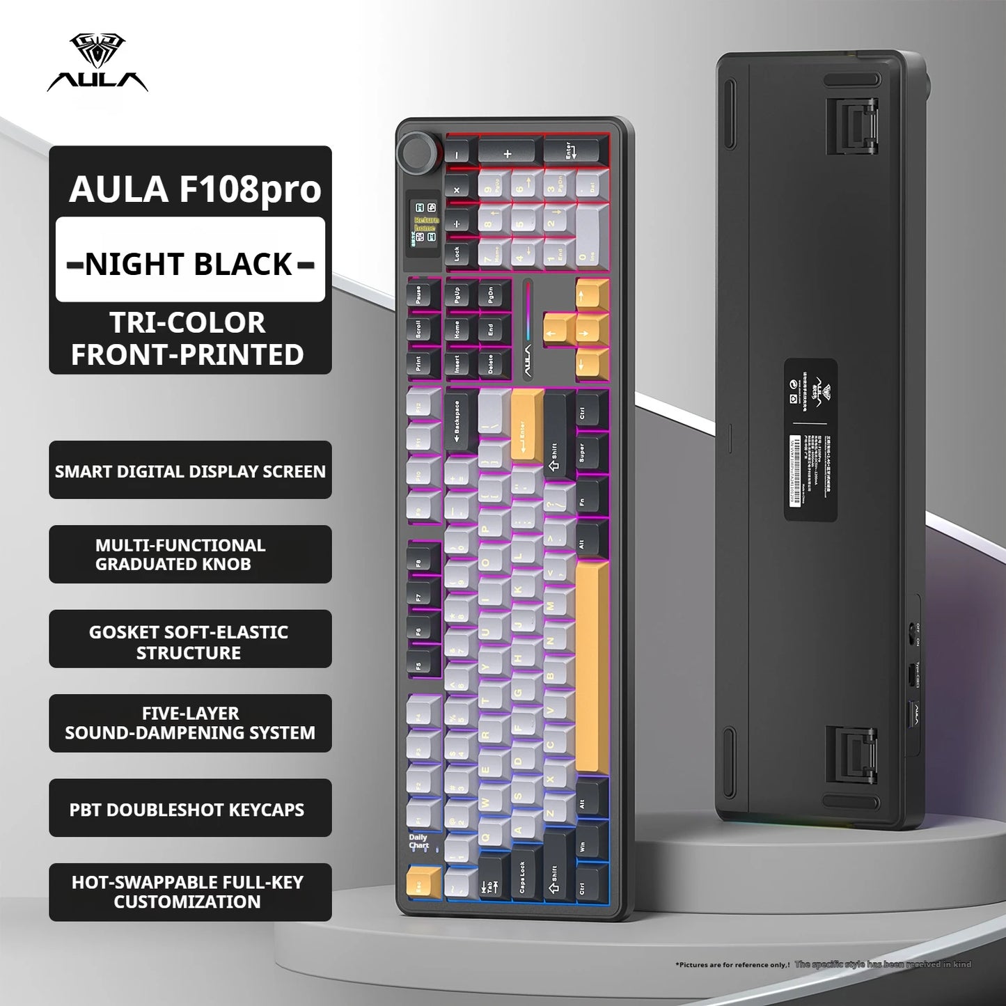 AULA F108 PRO Mechanische Tastatur Custom 100%-Layout RGB-Hintergrundbeleuchtung Kabellos Bluetooth Hifi-Switch Gaming-Tastatur