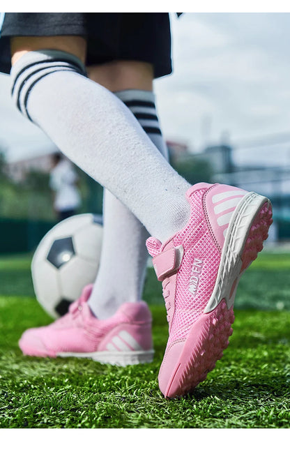 Stylish and Comfortable Boys' and Girls' Training Game Sneakers for Indoor and Outdoor Lawn, Youth Student Soccer Shoes Sizes 29-39