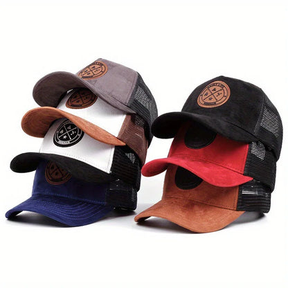 Populär mesh-baseballkeps, unisex, moderiktig, avslappnad, andningsbar, med bokstavsikon, hiphop-trucker-keps, utomhussport, pappakeps