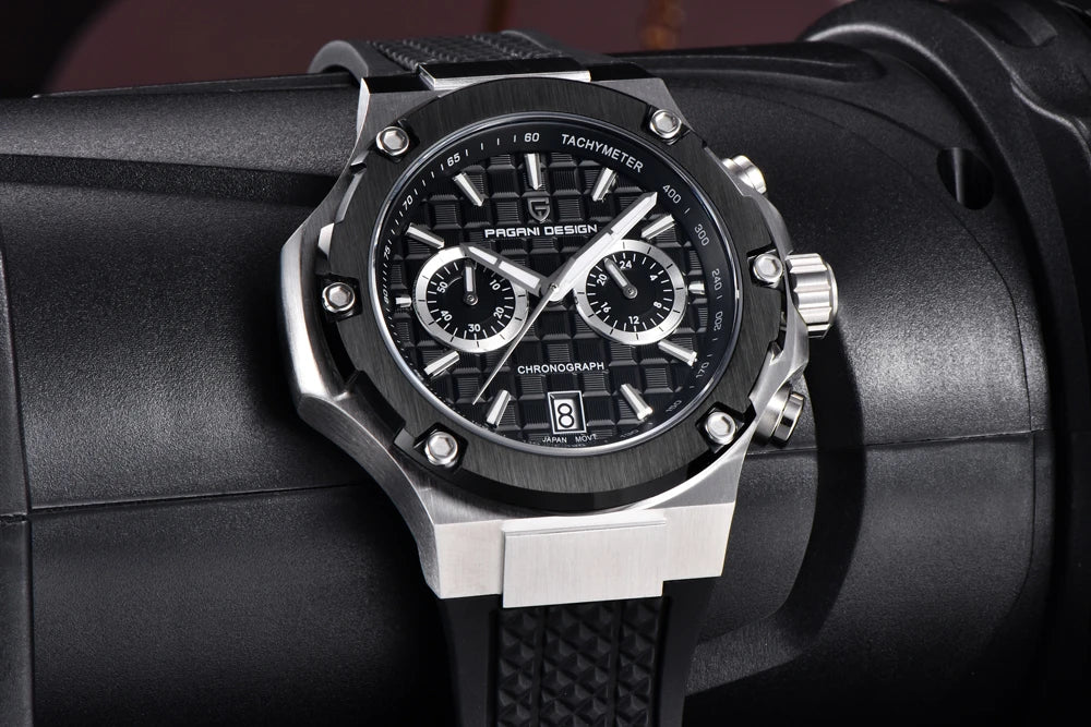 PAGANI DESIGN men’s quartz watches – Luxury sports chronograph, water-resistant, featuring luminescent hands and a sapphire crystal with anti-reflective coating
