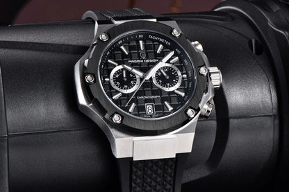 PAGANI DESIGN men’s quartz watches – Luxury sports chronograph, water-resistant, featuring luminescent hands and a sapphire crystal with anti-reflective coating