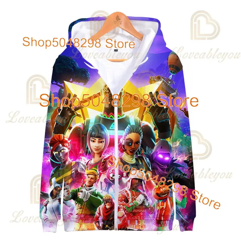 Fortnite Adults Kids Wear Kids Zipper Hoodies Game 3D Print Boys Girls Harajuku Sweatshirt Long Sleeve Tops Teen Clothes