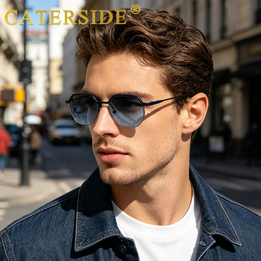 Caterside New Retro Small Frame Sunglasses Men's Polygonal Lenses Sun Glasses Women Business Travel Party Eyewear Summer Style
