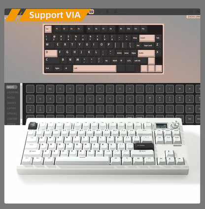 GMK87 Wireless Hot-Swappable Mechanical Keyboard Bluetooth/2.4g With Display Screen and Volume Rotary Button for Games and Work