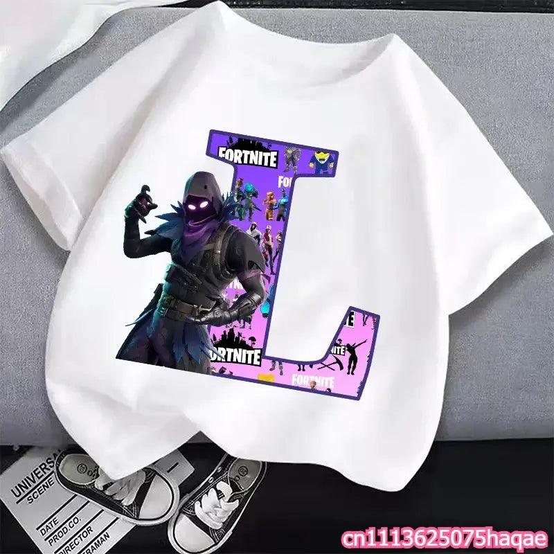 New Fortnites Kids T-shirts Cartoon Letter Graphic T-shirts Boys Girls Summer Casual Sports Short Sleeve Tops Children Clothing