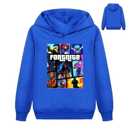 Felpe con cappuccio per bambini Fortnite con stampa game, cartoon, comode, vestibilità ampia, maniche lunghe, abbigliamento autunno-inverno