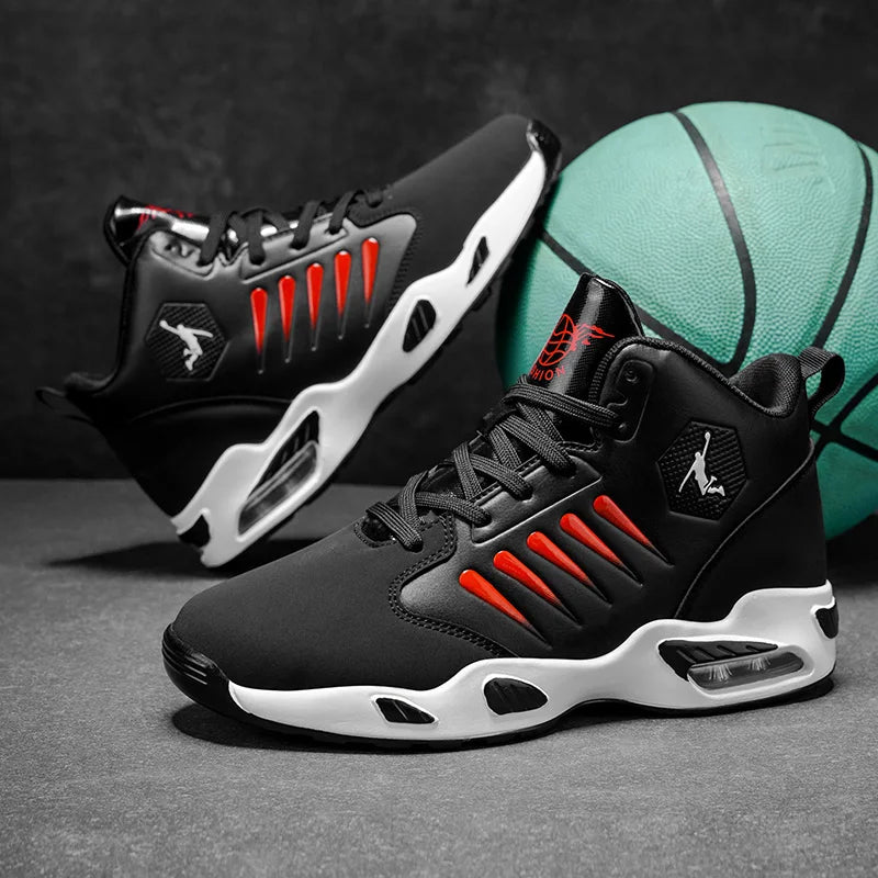Men's High-Top Basketball Shoes with Breathable Mesh Design for Maximum Comfort, Outdoor Shock-Absorbing Running Shoes, High-Rebound Cushioning Technology for Smoother and More Comfortable Running, Enhanced Support, Stylish