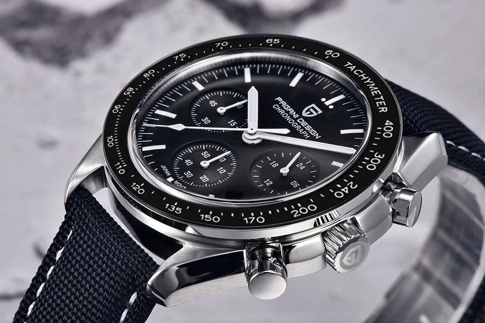 PAGANI DESIGN Moon watch – Luxury quartz chronograph for men, sporty style, sapphire crystal with anti-reflective coating, luminescent display