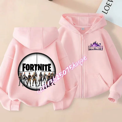 New Fortnite Child Zip-Up Hoodie Cartoon Anime Hoodies Casual Breathable Kids Boys Coat Jackets 2026 Spring Children Clothing