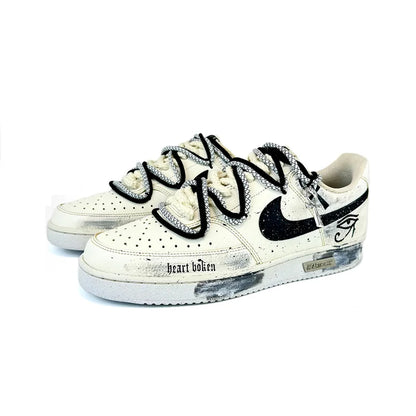 Custom Sneakers Nike Court Vision 1 Low "Eye of God 2.0" Distressed Splatter Men's Skateboarding Sneakers