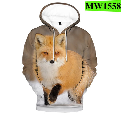 Suositut hip hop -tyyliset uutuushupparit ja collegepaidat, mukava uusi Fox 3D -printti, miehille/naisille, aikuisille/lapsille, rennot puserot