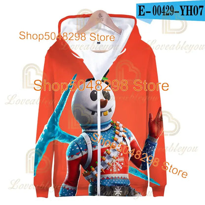 Fortnite Adults Kids Wear Kids Zipper Hoodies Game 3D Print Boys Girls Harajuku Sweatshirt Long Sleeve Tops Teen Clothes