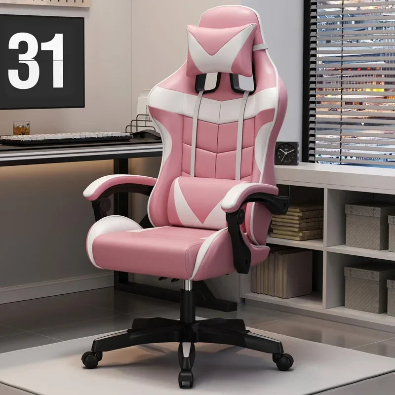 Chaise de jeu ergonomique, chaise de bureau réglable, chaise d'ordinateur pivotante, roulettes silencieuses, support lombaire, siège confortable, pour la maison