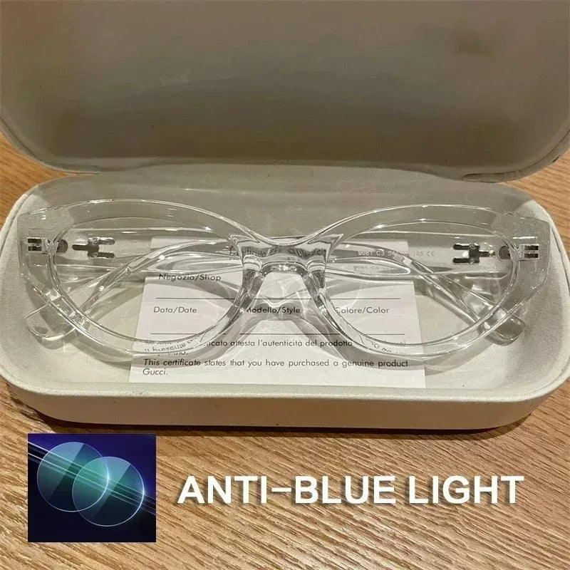 EYORA Vintage Cat Eye Reading Glasses Women Anti Blue Ray Myopia Eyewear Photochromic Progressive Prescription Optical Glasses