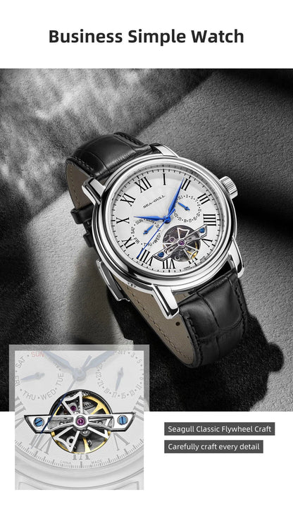 NEW Men's Automatic Mechanical Wristwatch Seagull ST25 Movement Fashion Man Hollow Flywhee Casual Business Watch 819.624