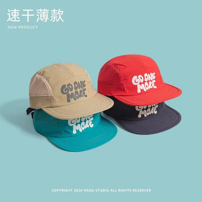 Summer New Thin Quick-drying 5-panel Baseball Caps for Men Outdoor Hiking Casual Versatile Fashion Flat-brimmed Women's Hats