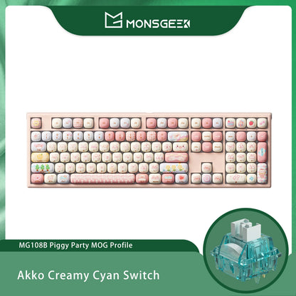 Akko MonsGeek MG108B Bun Wonderland Wireless Mechanical Keyboard MOG Profile RGB 108 Keys Full Size Hot Swap USB / 2.4G / BT 5.0