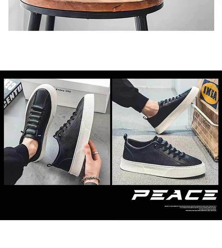 Zapatillas deportivas para hombre, calzado informal, zapatos planos para hombre, zapatillas ligeras de cuero sintético (PU), calzado transpirable, zapatillas deportivas blancas para hombre