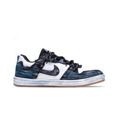 Персонализирани маратонки Nike SB Alleyoop „Starry Eye“ – ръчно рисувани ниски унисекс обувки за скейт (черно/синьо)