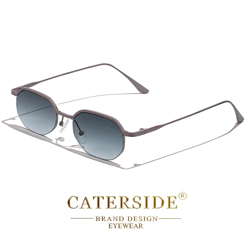Caterside New Retro Small Frame Sunglasses Men's Polygonal Lenses Sun Glasses Women Business Travel Party Eyewear Summer Style