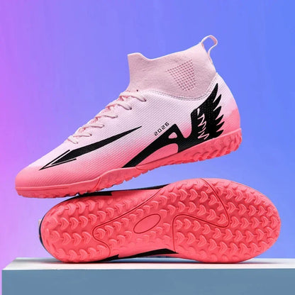Nouvelles chaussures de football pour hommes, chaussures de sport d'extérieur, ultra-légères, de haute qualité, à cheville haute, chaussures de football en salle antidérapantes, futsal antidérapant.